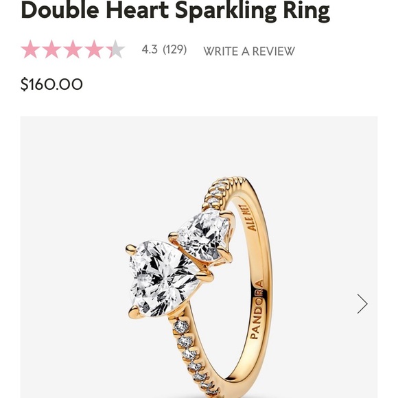 Pandora Double Hearts 14K Gold Ring for women - Picture 1 of 6
